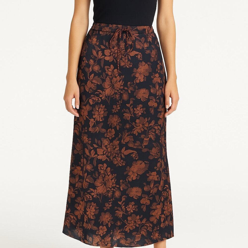 NWOT Sample Sale Floral Maxi Skirt Size Small Black Brown No Tags